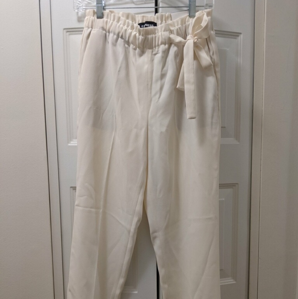 Express Ankle High Rise Cream Pants